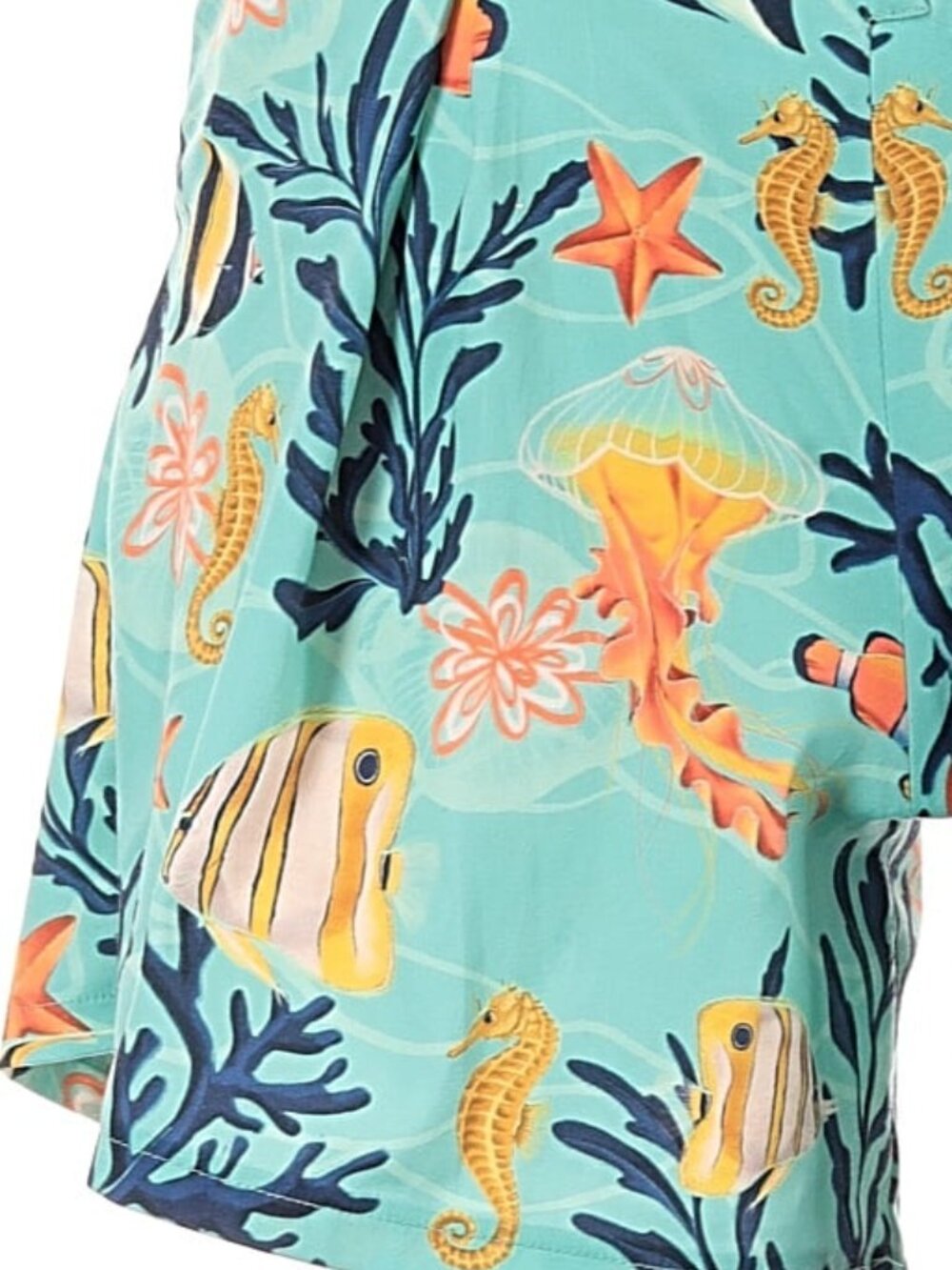 Voodoo Vixen Coral Reef Button Up Romper Teal XL Ocean Print Playsuit EUC - Picture 3 of 6
